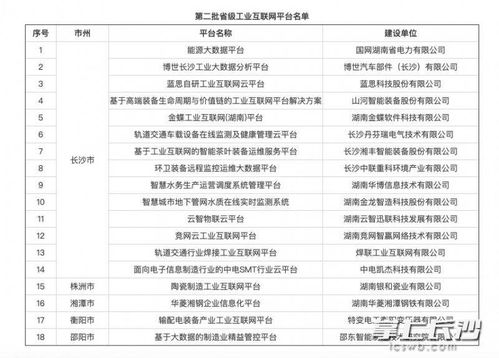 湖南公布第二批共18個省級工業(yè)互聯(lián)網(wǎng)平臺 長沙14家